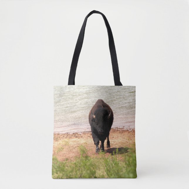Bison At The Water Tote Bag (Front)