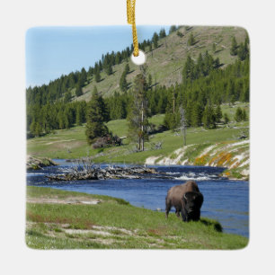 Bison at Yellowstone National Park Ceramic Ornament