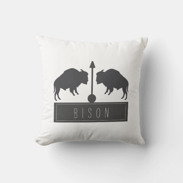 Bison Bisons Arrow Minimalism Throw Pillow (Front)