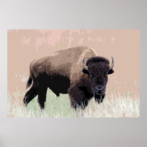 Bison Buffalo American Artwork Poster
