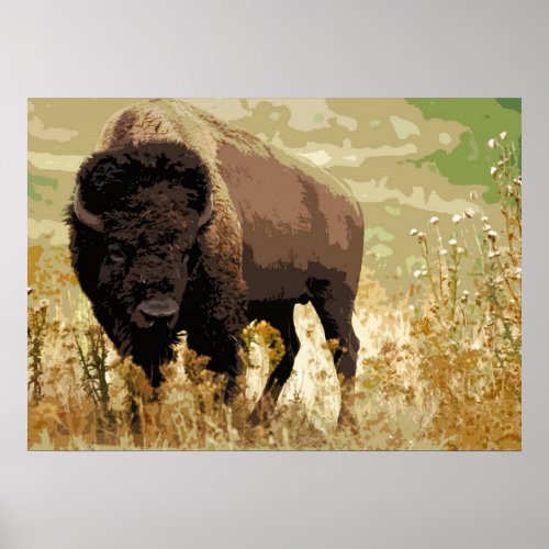 Bison Buffalo American Pop Art Poster