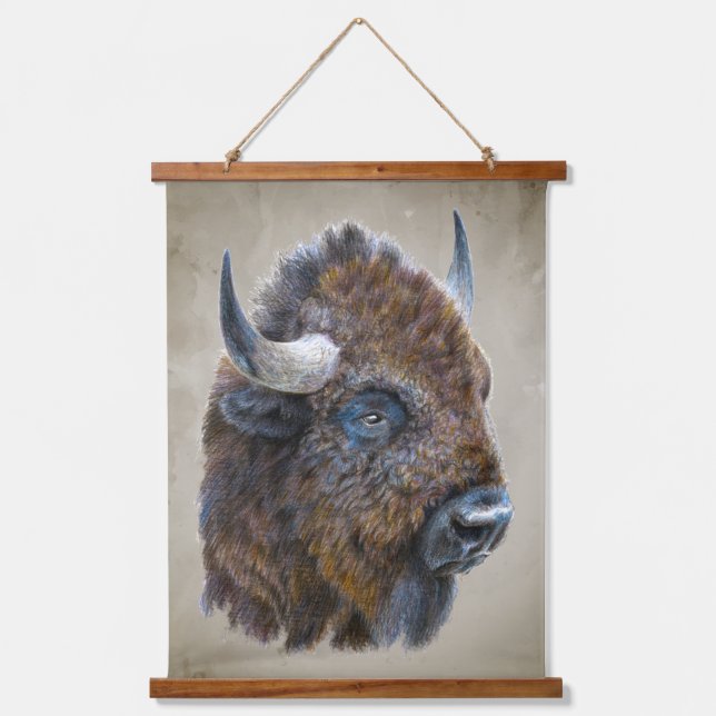 Bison Buffalo Animal Wildlife Nature Art Hanging Tapestry (Front)