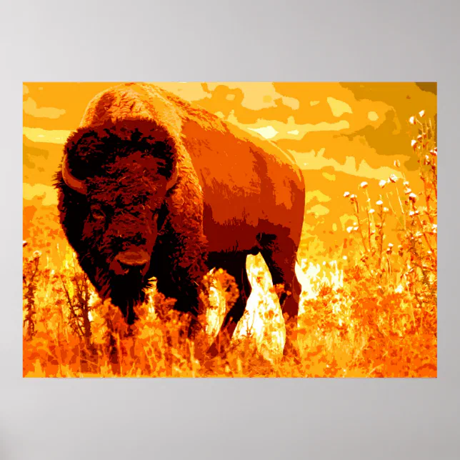 Bison Buffalo Artwork Poster | Zazzle