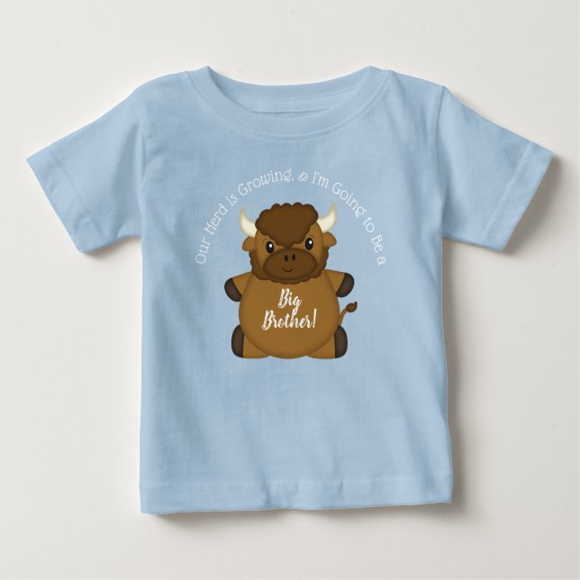 Bison Buffalo Baby Shower Blue Baby T-Shirt (Front)