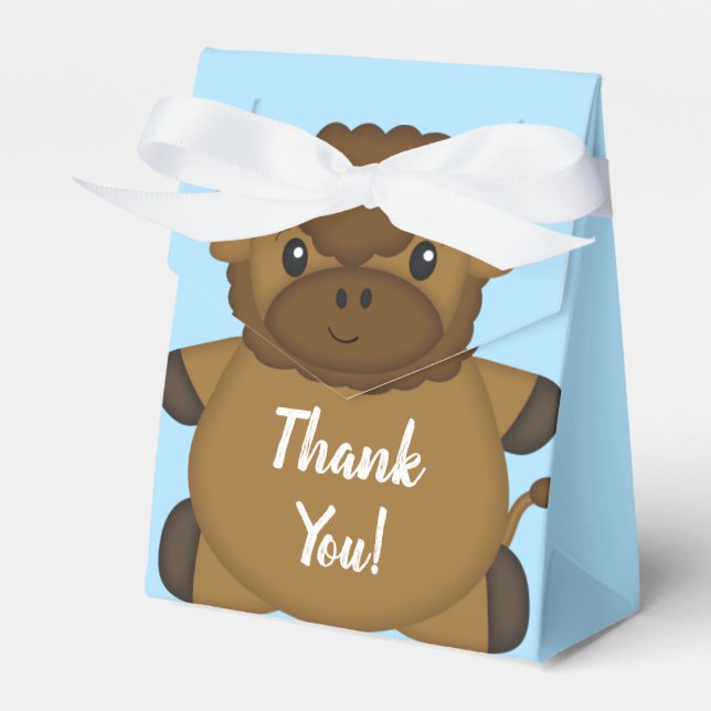 Bison Buffalo Baby Shower Blue Favor Boxes (Front Side)