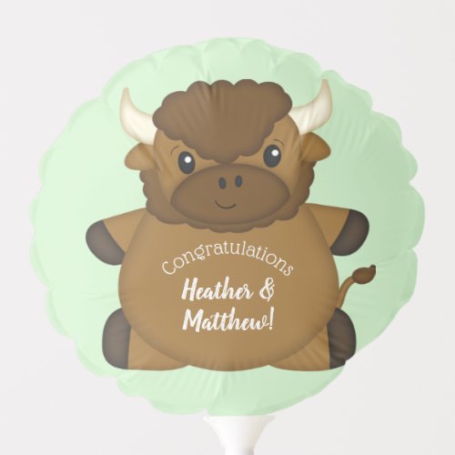 Bison Buffalo Baby Shower Green Balloon