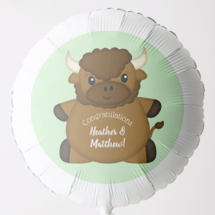 Bison Buffalo Baby Shower Green Balloon