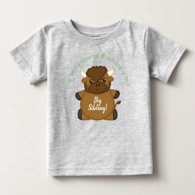 Bison Buffalo Baby Shower Green T-Shirt (Front)