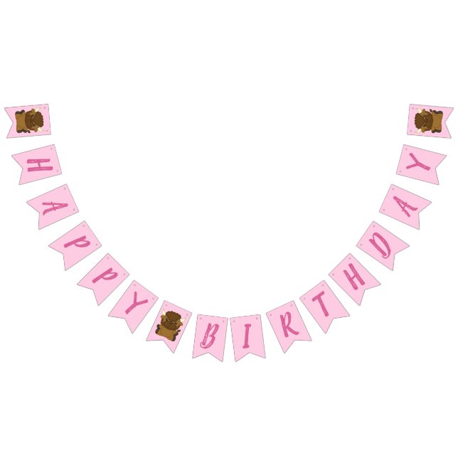 Bison Buffalo Birthday Party Pink Bunting Flags (All)