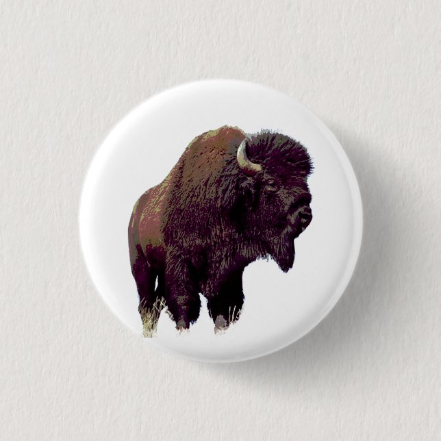 Bison Buffalo  Button (Front)