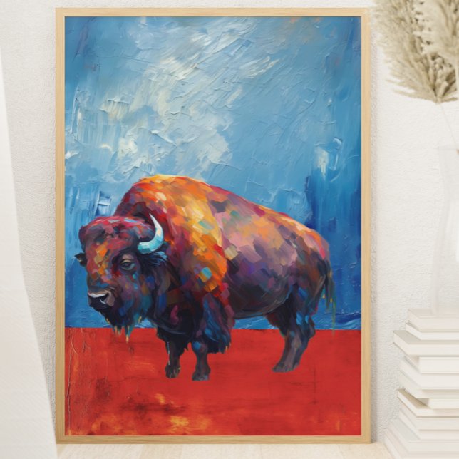 Bison Buffalo Colorful Abstract Modern Painting Poster (Creator Uploaded)