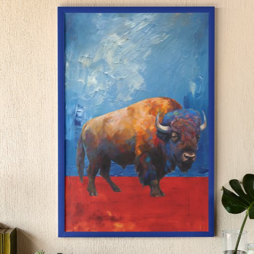 Bison Buffalo Colorful Abstract Modern Painting Poster