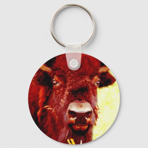 Bison  Buffalo Face Keychain