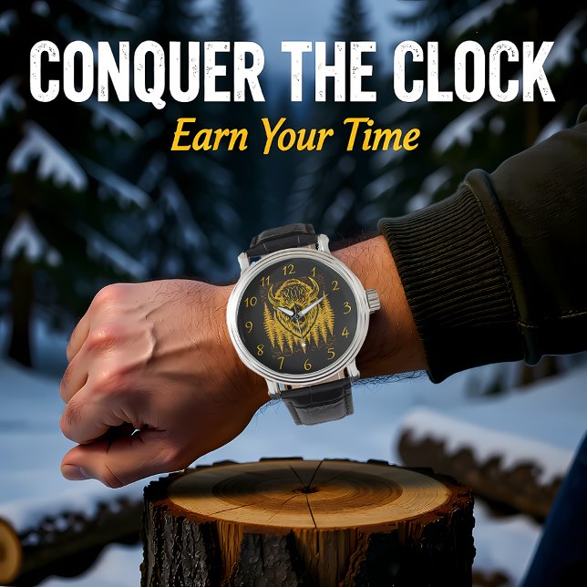 Bison Buffalo Head Illustration Amid Tall Trees Watch (Creator Uploaded)