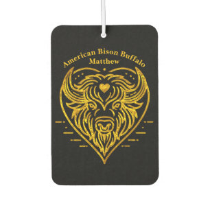Bison Buffalo Illustration in Heart Shape Design Air Freshener