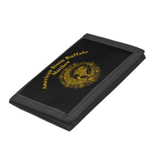 Bison Buffalo in Intricate Floral Design Pattern Tri-fold Wallet