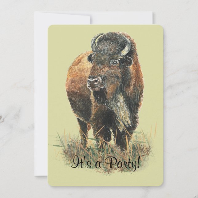 Bison Buffalo  Party Invite to Customize (Front)
