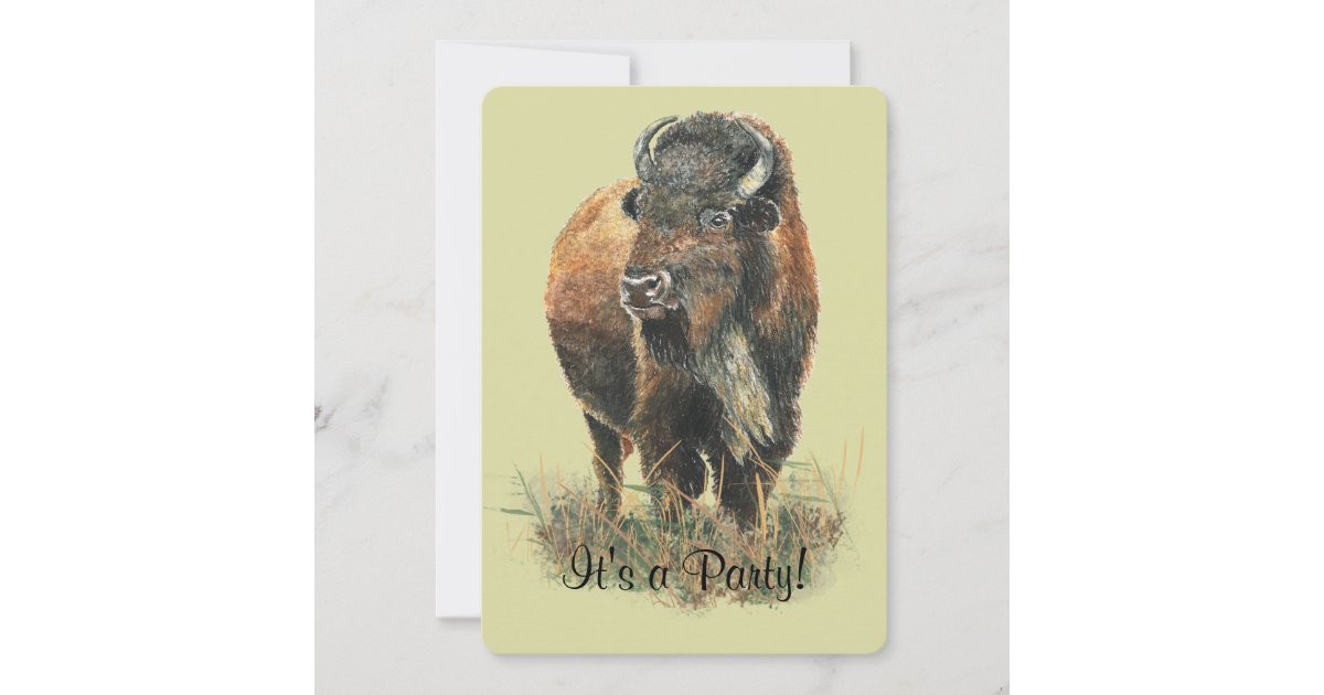 bison-buffalo-party-invite-to-customize-zazzle