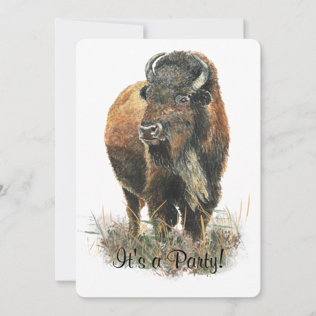 Bison Buffalo  Party Invite to Customize (Front)