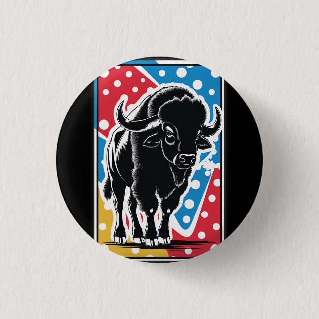 Bison - Buffalo Pop Art Button (Front)