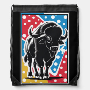 Bison - Buffalo Pop Art Drawstring Bag