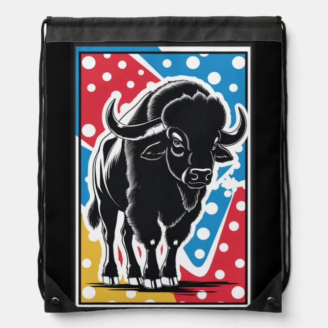 Bison - Buffalo Pop Art Drawstring Bag (Front)