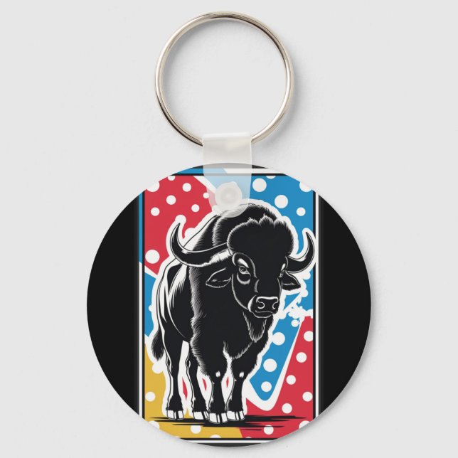 Bison - Buffalo Pop Art Keychain (Front)
