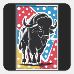 Bison - Buffalo Pop Art Square Sticker