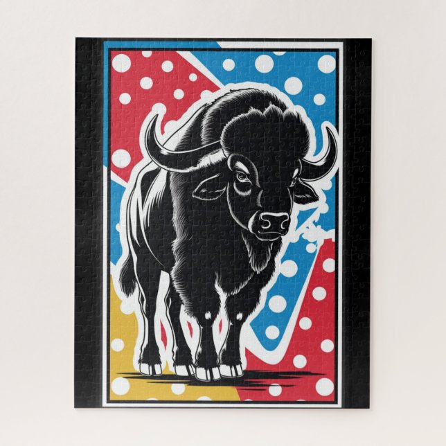 Bison - Buffalo Pop Art Vintage Retro Jigsaw Puzzle (Vertical)