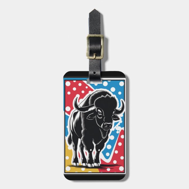 Bison - Buffalo Pop Art Vintage Retro Luggage Tag (Front Vertical)
