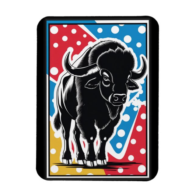 Bison - Buffalo Pop Art Vintage Retro Magnet (Vertical)