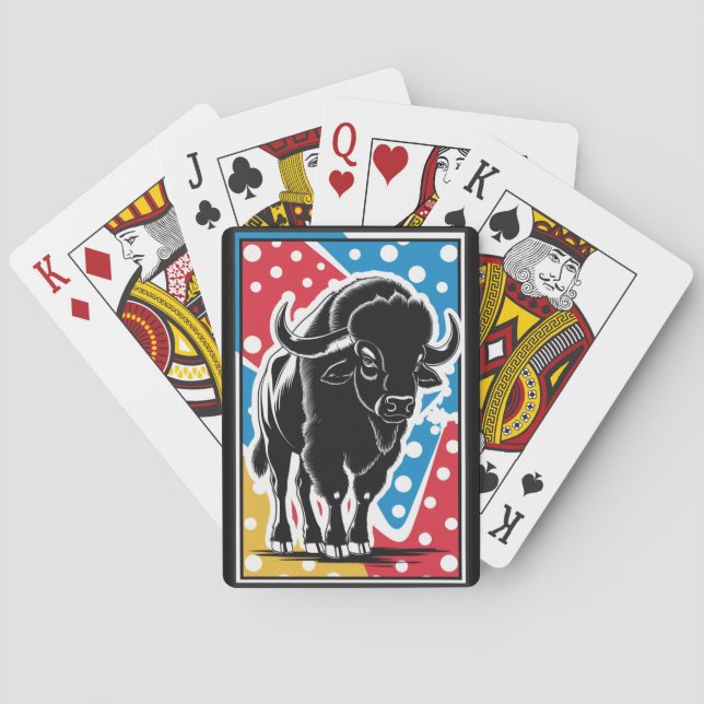 Bison - Buffalo Pop Art Vintage Retro Poker Cards (Back)