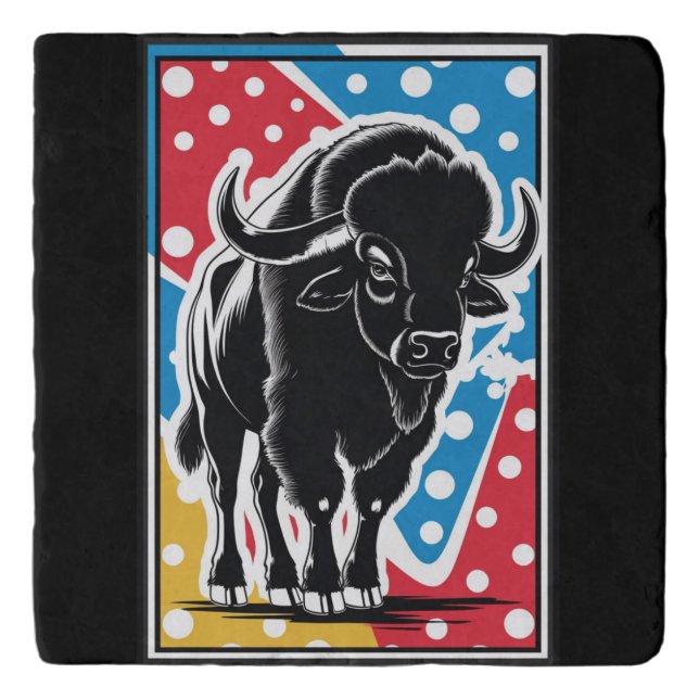 Bison - Buffalo Pop Art Vintage Retro Trivet (Front)