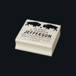 Bison Buffalo Return Address Stamp Wedding Animals<br><div class="desc">A unique address stamp for a unique couple!  Featuring two bison (or buffalo) with a heart between them,  over your names and address.  Perfect for wedding stationery or everyday correspondence or a gift for your favorite couple!</div>