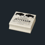 Bison Buffalo Return Address Stamp Wedding Animals<br><div class="desc">A unique address stamp for a unique couple!  Featuring two bison (or buffalo) with a heart between them,  over your names and address.  Perfect for wedding stationery or everyday correspondence or a gift for your favorite couple!</div>