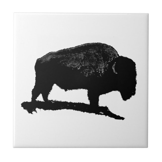 Bison Buffalo Silhouette Tile (Front)