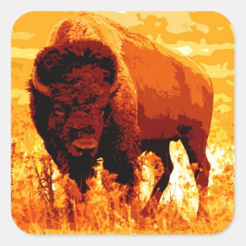 Bison  Buffalo Square Sticker