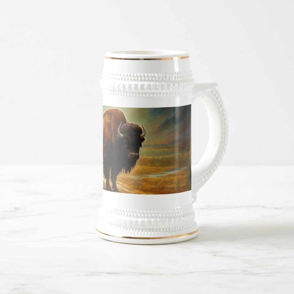 Disover Bison Buffalo Sunset View Beer Stein