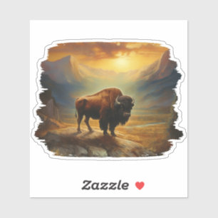Bison Buffalo Sunset View Sticker