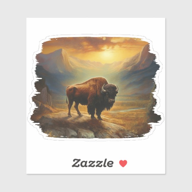 Bison Buffalo Sunset View Sticker (Sheet)