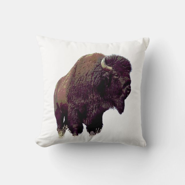 Bison Buffalo  Throw Pillow (Front)