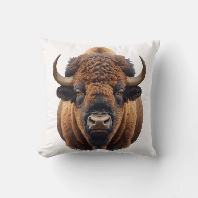 Bison / Buffalo Throw Pillow (Front)