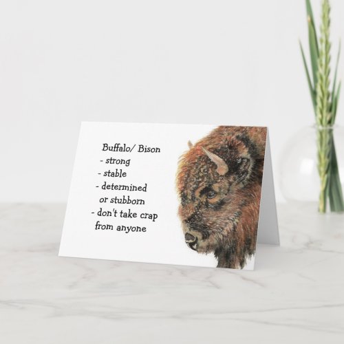 Bison Buffalo Totem Animal Guide Funny Birthday Card