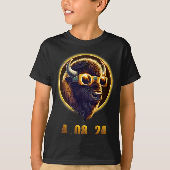 Bison Buffalo Wearing Gles Solar 2024 Eclipse  T-Shirt (Front)