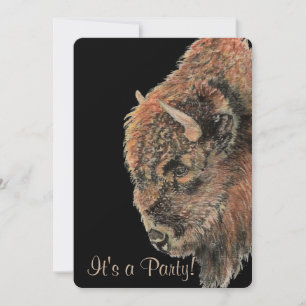 Bison Buffalo Wildlife Nature Art Birthday Invitation