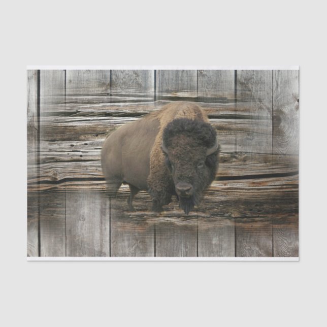 Bison Buffalo Wood Background Tissue Paper (Front)