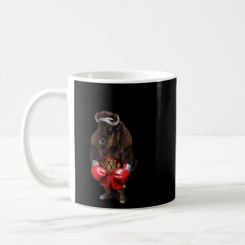 Bison Bull As Boxing Champion  Coffee Mug