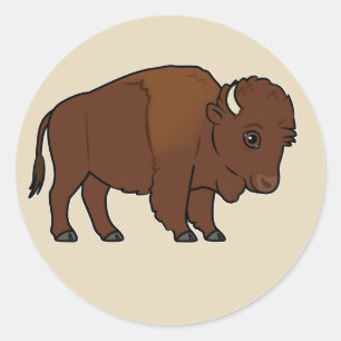 Bison Cartoon Classic Round Sticker
