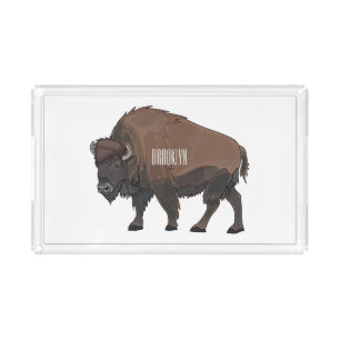 Bison cartoon illustration acrylic tray