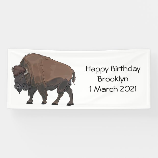 Bison cartoon illustration banner (Horizontal)